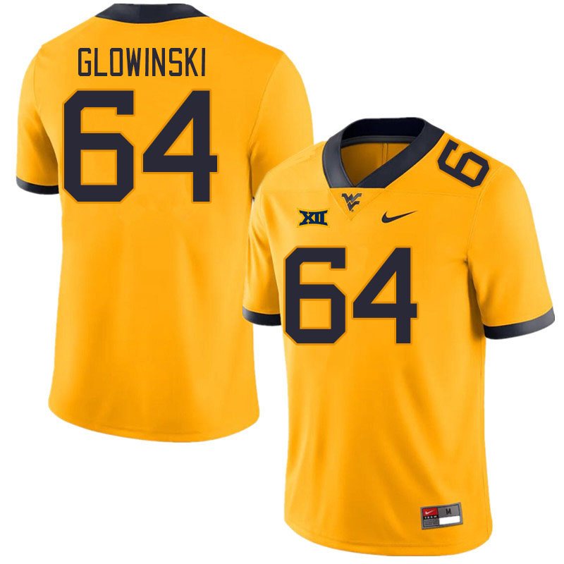 West Virginia Mountaineers #64 Mark Glowinski College Football Jerseys Stitched Sale-Gold